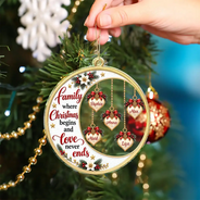 Christmas,Family,Icon,Sentimental - Christmas Gift For Parents, Grandparents - Personalized Heart Names Family Where Christmas Begins And Love Never Ends Acrylic Ornament