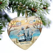 Still Talk About You Widow Old Couple - Memorial Gift - Personalized Custom Heart Ceramic Ornament