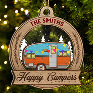 Happy Campers RV Traveling - Christmas Gifts For Camping Lovers - Personalized 2-Layered Mix Ornament