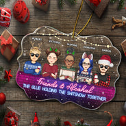 More Than Just Friends Cartoon - Christmas Gifts For Besties - Personalized Medallion Acrylic Ornament