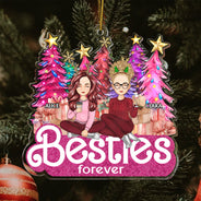 Sisters Forever Cartoon - Christmas Gifts For Sisters, Besties - Personalized Cutout Acrylic Ornament