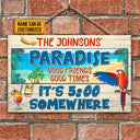 Beach Parrot Paradise It's 5 O'clock Somewhere, Beach House, Outdoor Bar Decor, Custom Wood Rectangle Sign
