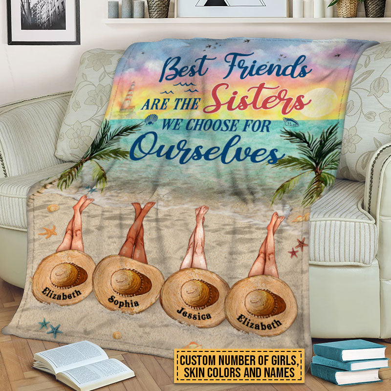 Beach Bestie Choose For Ourselves  Custom Blanket, Bff Blanket, Blanket For Friends, Gift For Friends