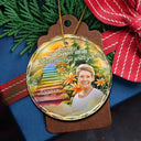 Custom Photo Heaven Stairs I'm Always With You - Personalized Circle Glass Ornament