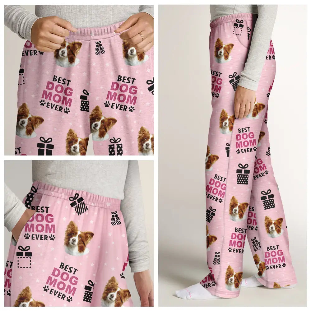 Pet Lovers - Custom Photo Christmas Gift Best Dog Cat Dad Mom Ever - Personalized Pajama Pants