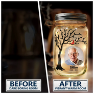 Memorial - Custom Photo Memorial A Limb Has Fallen From The Family Tree - Personalized Mason Jar Light
