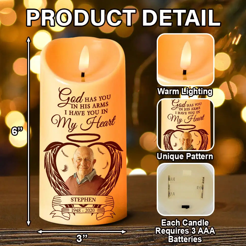 Family - Custom Photo Your Light Always Shine In My Heart - Personalized Flameless LED Candle