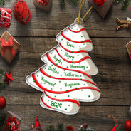 Family, Parents, Gift For Grandparents - Family Christmas Tree Cake - Personalized Custom Shaped Acrylic Ornament