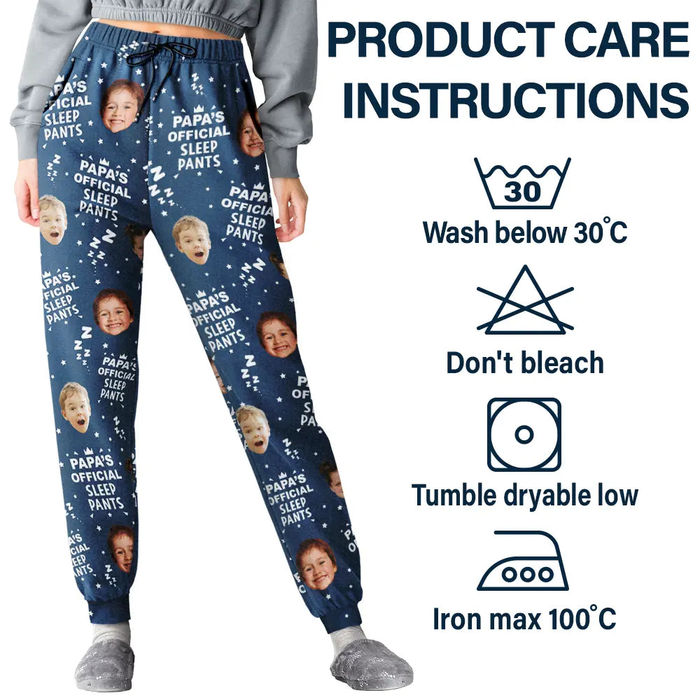 Gift For Father, Gift For Grandpa - Custom Photo Papa's Official Sleep Pants - Personalized Pajama Pants