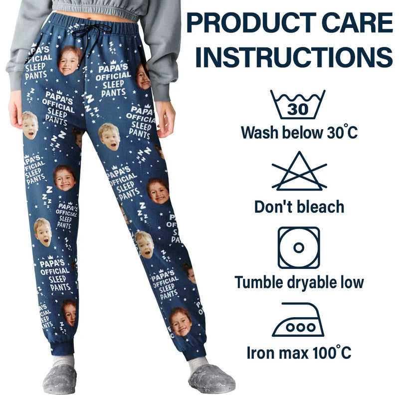Gift For Father, Gift For Grandpa - Custom Photo Papa's Official Sleep Pants - Personalized Pajama Pants