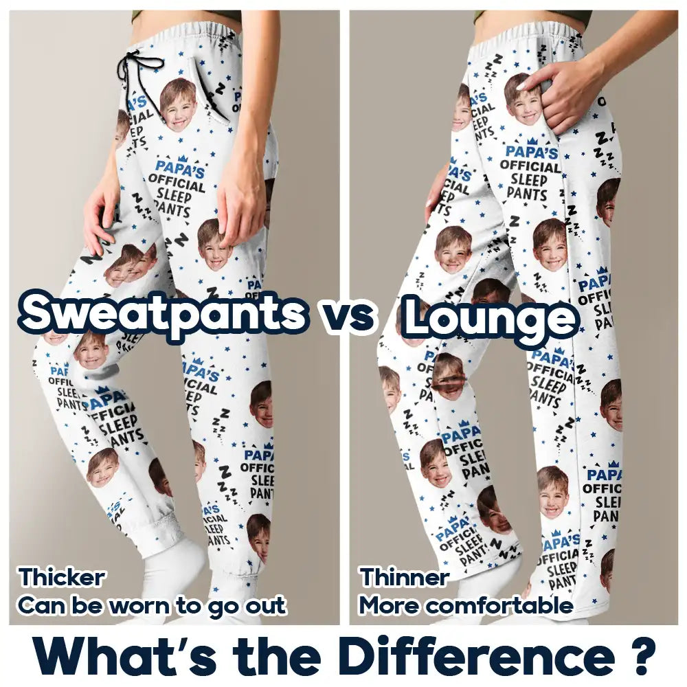 Gift For Father, Gift For Grandpa - Custom Photo Papa's Official Sleep Pants - Personalized Pajama Pants