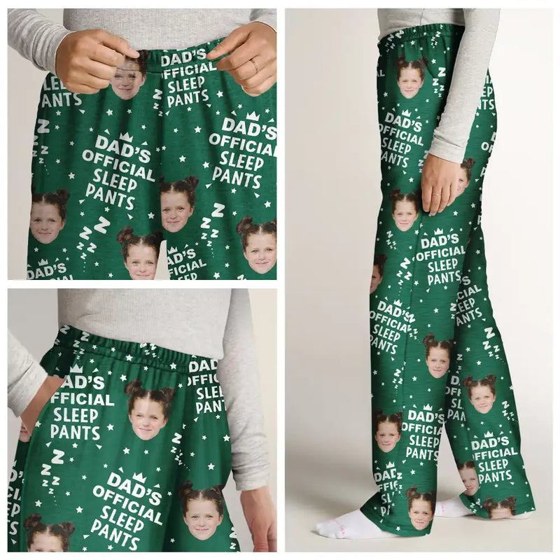 Gift For Father, Gift For Grandpa - Custom Photo Papa's Official Sleep Pants - Personalized Pajama Pants