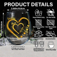 Gift For Mother, Gift For Grandma - We Love Mom Grandma Sweethearts Kid Grandkid - Personalized Stemless Wine Glass

