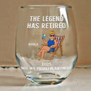 Funny,Retirement,Gift For Grandparents,Parents,Gift For Yourself,Gift For Men,Gift For Women,Gifts For Colleagues - The Legend Has Retired Not My Problem Anymore - Personalized Stemless Wine Glass
