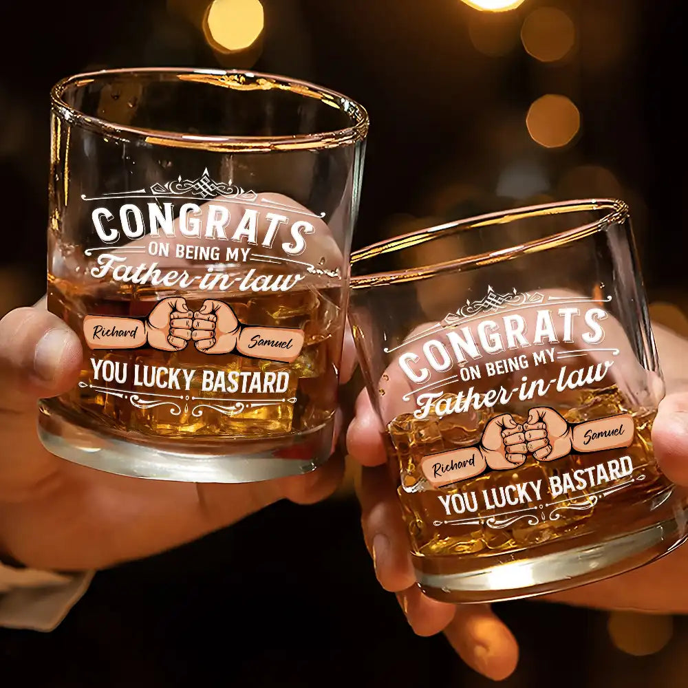 Gift For Brothers,Gift For Bestie,Funny - Congrats On Being My Brother You Lucky Man Hand Punch - Personalized Whiskey Glass