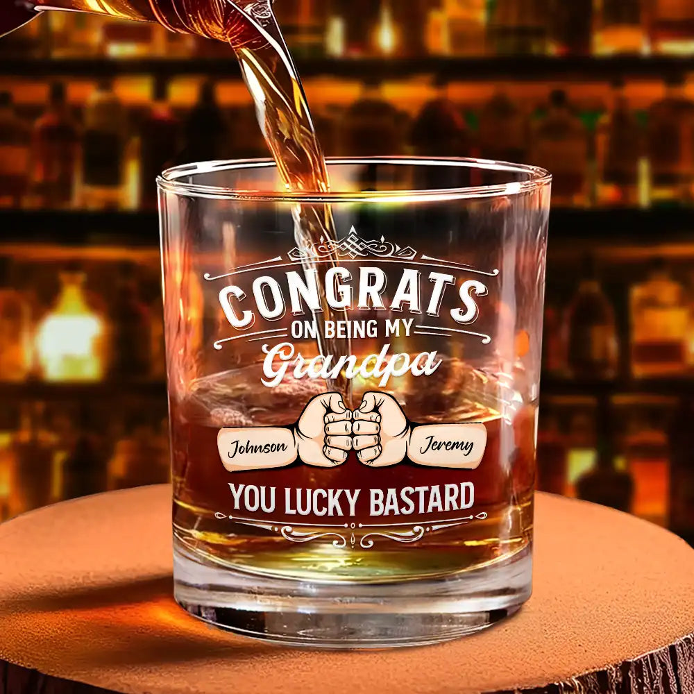 Gift For Brothers,Gift For Bestie,Funny - Congrats On Being My Brother You Lucky Man Hand Punch - Personalized Whiskey Glass