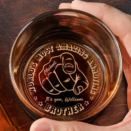 World's Most Amazing Annoying Brother - Personalized Engraved Whiskey Glass