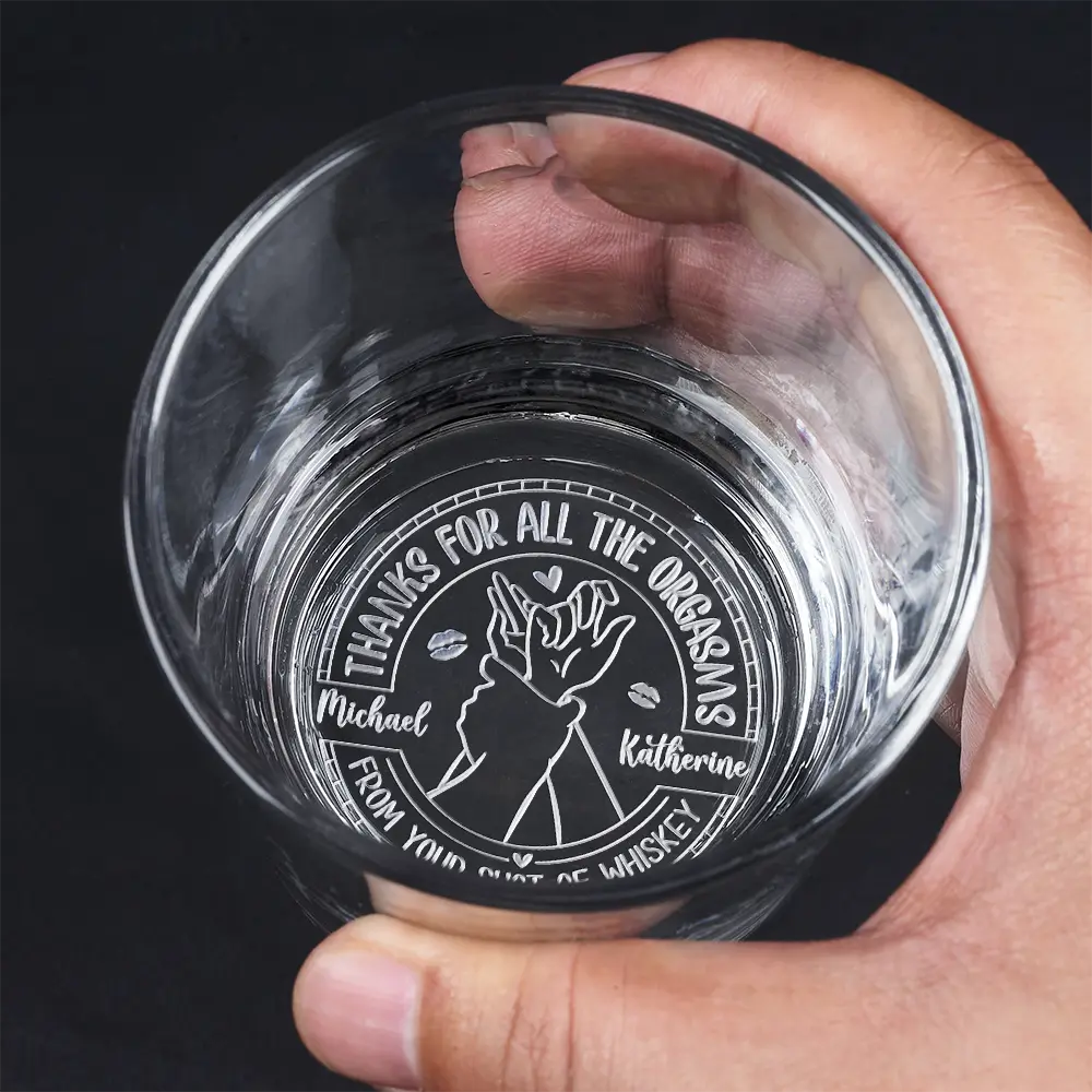 Gift For Couples, Gift For Husband, Gift For Boyfriend - Couple Thanks For All The Orgasms Husband Wife - Personalized Engraved Whiskey Glass