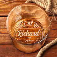 Gift For Couples,Gift For Husband,Gift For Boyfriend,Funny - Couple Fill Me Up Daddy Husband Wife - Personalized Engraved Whiskey Glass