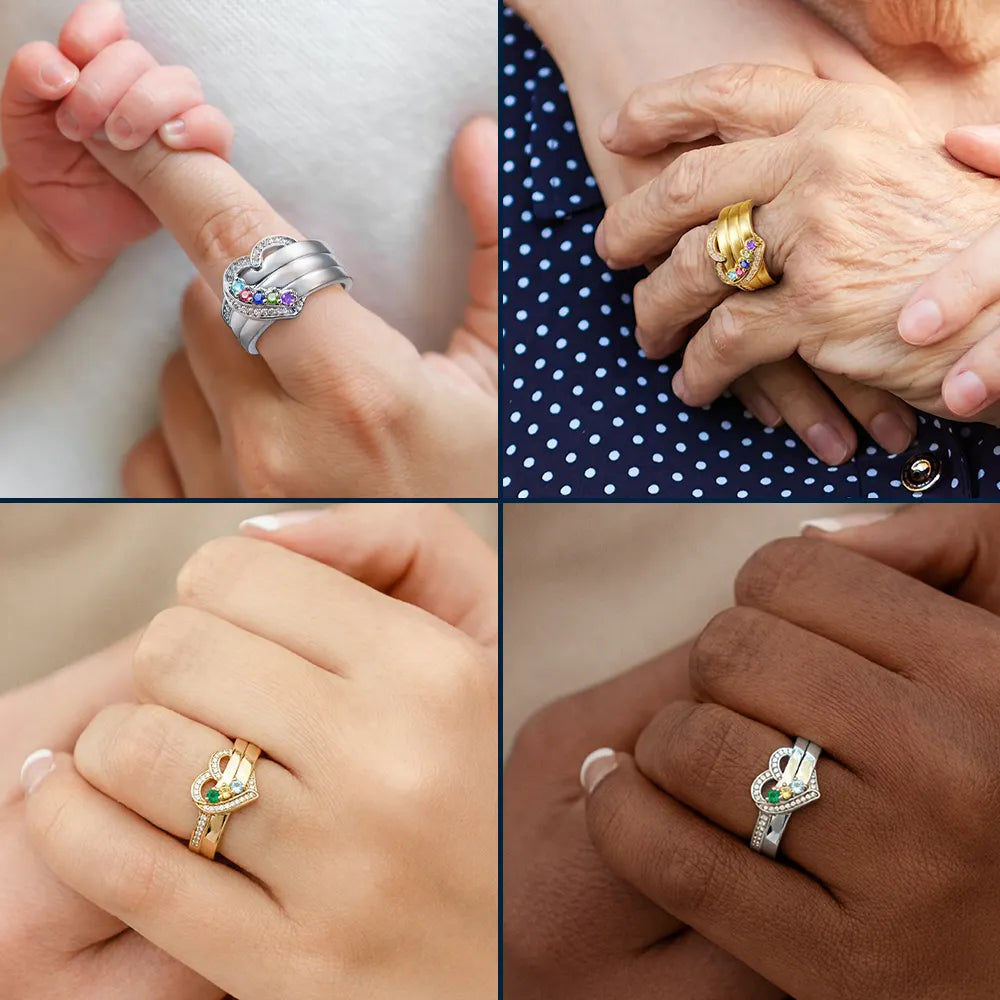 Gift For Women,Gift For Yourself,Gift For Mother,Sad,Memorial,Cat Lovers,Cat Mom,Dog Mom,Dog Lovers - You Left Paw Prints On My Heart - Personalized Birthstone Heart Ring