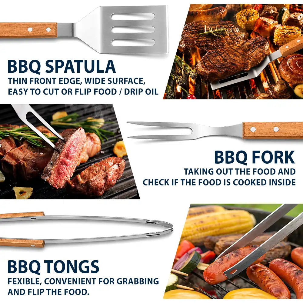 Gift For Father,Gift For Grandpa,Grandpa's Hobby,Dad's Hobby,Grilling,Non-Eng,Photo,Humorous - Custom Photo Papa's Grilling Tools - Personalized BBQ Tool Set With Storage Bag