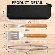 Gift For Father,Gift For Grandpa,Grandpa's Hobby,Dad's Hobby,Grilling,Non-Eng,Photo,Icon,Humorous - Custom Photo Daddy Papa Grilling Tools - Personalized BBQ Tool Set With Storage Bag