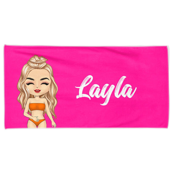 Bold Font Style Travel Beach Summer - Gift For Yourself, Family, Besties - Personalized Custom Beach Towel