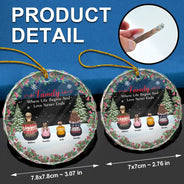 Christmas,Family,Love - Christmas Family Where Life Begins And Love Never Ends - Personalized Circle Glass Ornament