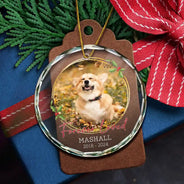 Pet Lovers, Memorial - Custom Photo Forever Loved Memorial - Personalized Circle Glass Ornament