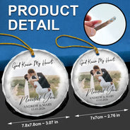 Custom Photo First Christmas As Mr & Mrs Couples - Personalized Glass Ornament