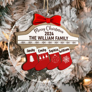 Family - Merry Christmas Stocking Family - Personalized 2-Layered Mix Ornament