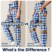 Family, Pet Lovers, Dog Lovers, Cat Lovers, Gift For Kids - Custom Photo Funny Family Pet Face Plaid Pattern - Personalized Pajama Pants