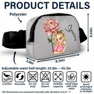 Travel,Gift For Yourself,Gift For Women,Happy - Birth Month Flower Travel Lover - Personalized Crossbody Belt Bag