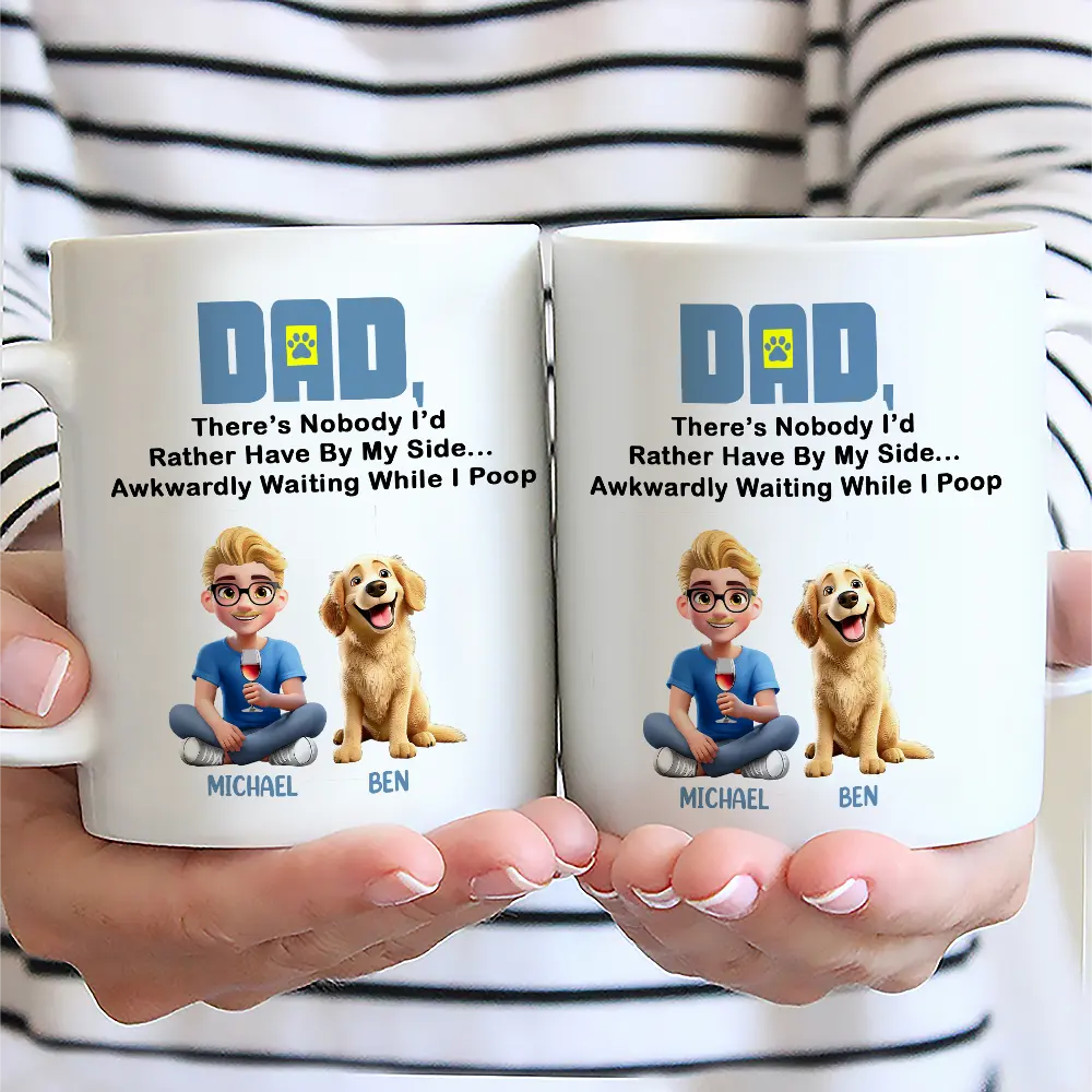 Dog Lovers, Dog Mom, Pet Lovers, Dog Dad - There's Nobody I'd Rather - Personalized Mug