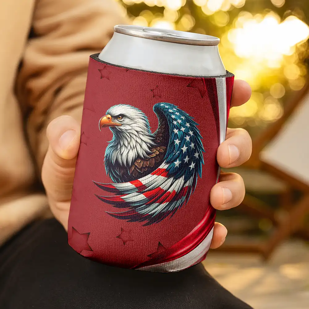 Independence Day,America 250th,Gift For Men,Icon,Proud - America 250th Anniversary US Pride Patriotic Eagle - Personalized Can Cooler Sleeve