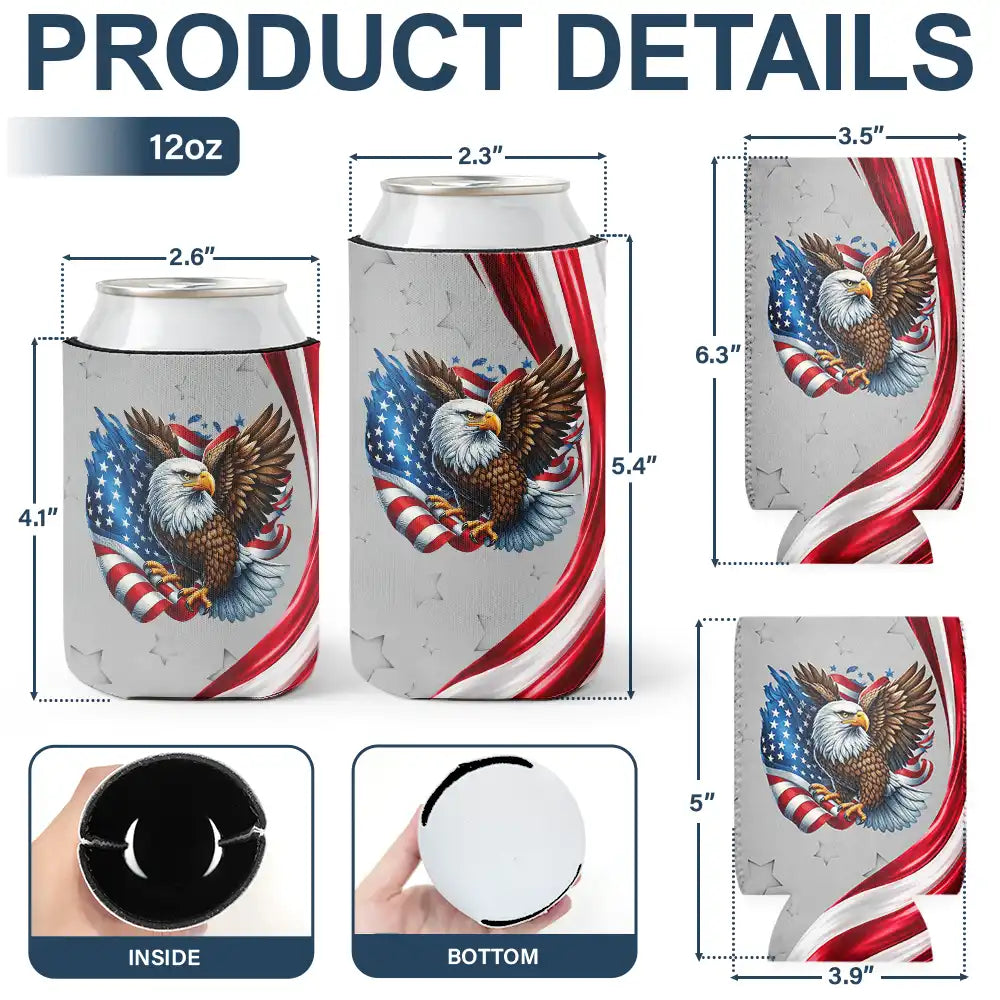 Independence Day,America 250th,Gift For Men,Icon,Proud - America 250th Anniversary US Pride Patriotic Eagle - Personalized Can Cooler Sleeve