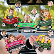 Gift For Father,Gift For Grandpa,Photo,Icon,Adorable - Custom Photo Drive Safe Dad Papa 3D Effect Funny Car - Personalized Acrylic Car Hanger