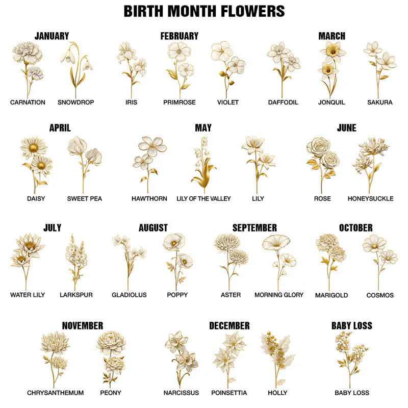 Old Best friends, Gift For Women, Gift For Bestie, Happy, Top Market - Gold Birth Month Flower Grow An Old Friend - Personalized White Edge-to-Edge Mug