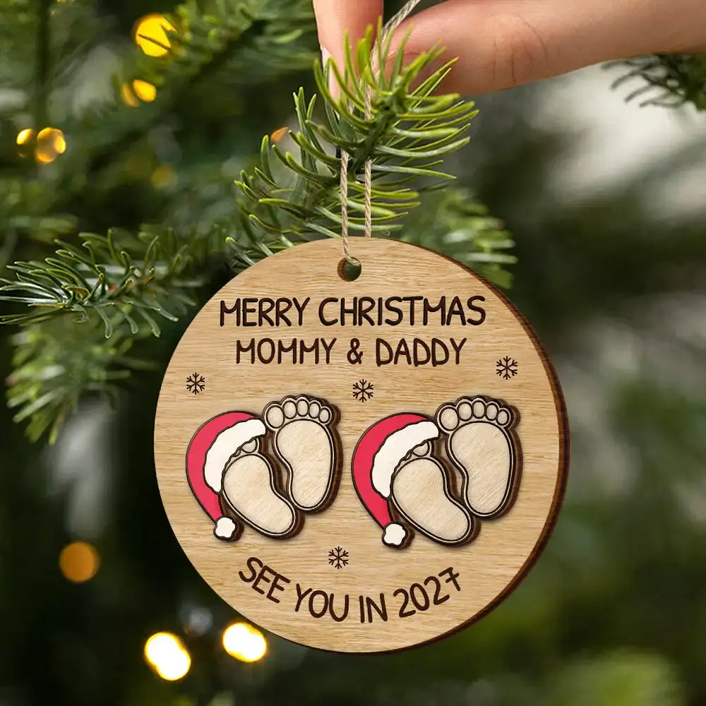 Baby Expecting See You In 2027 - Personalized 2-Layered Wooden Ornament