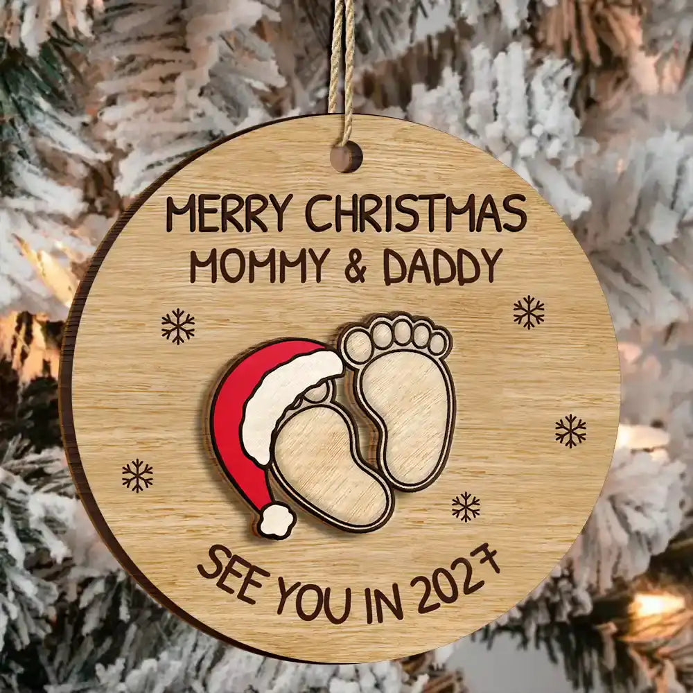 Baby Expecting See You In 2027 - Personalized 2-Layered Wooden Ornament