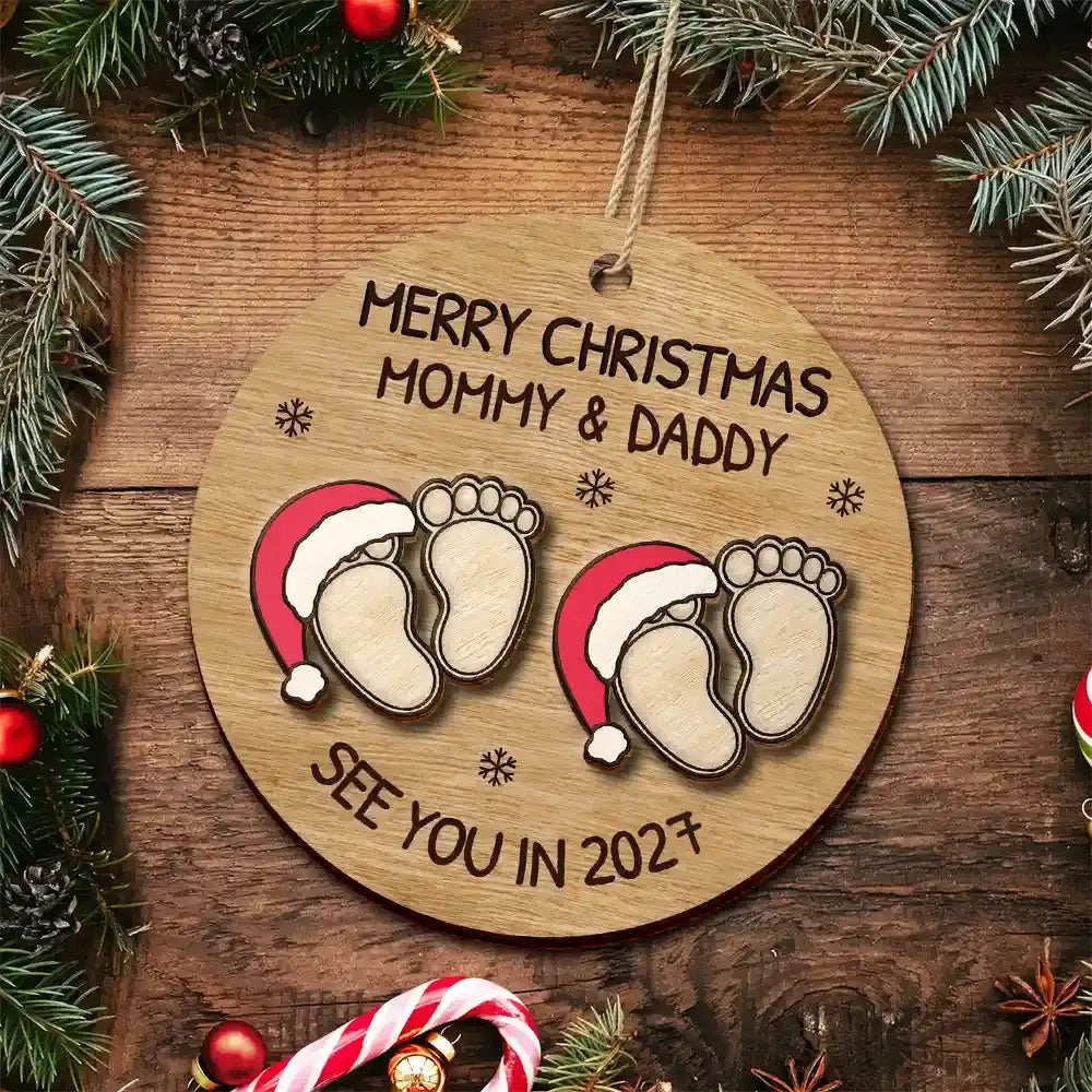 Baby Expecting See You In 2027 - Personalized 2-Layered Wooden Ornament