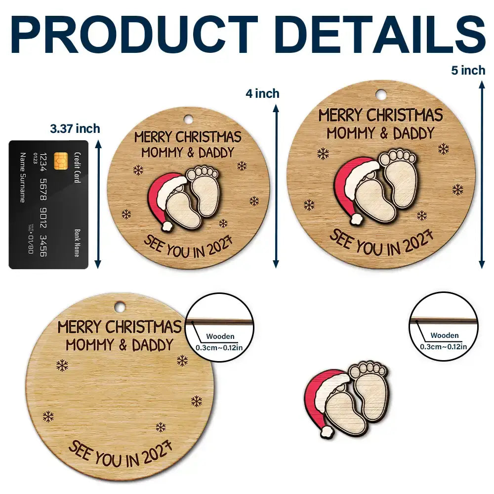 Baby Expecting See You In 2027 - Personalized 2-Layered Wooden Ornament