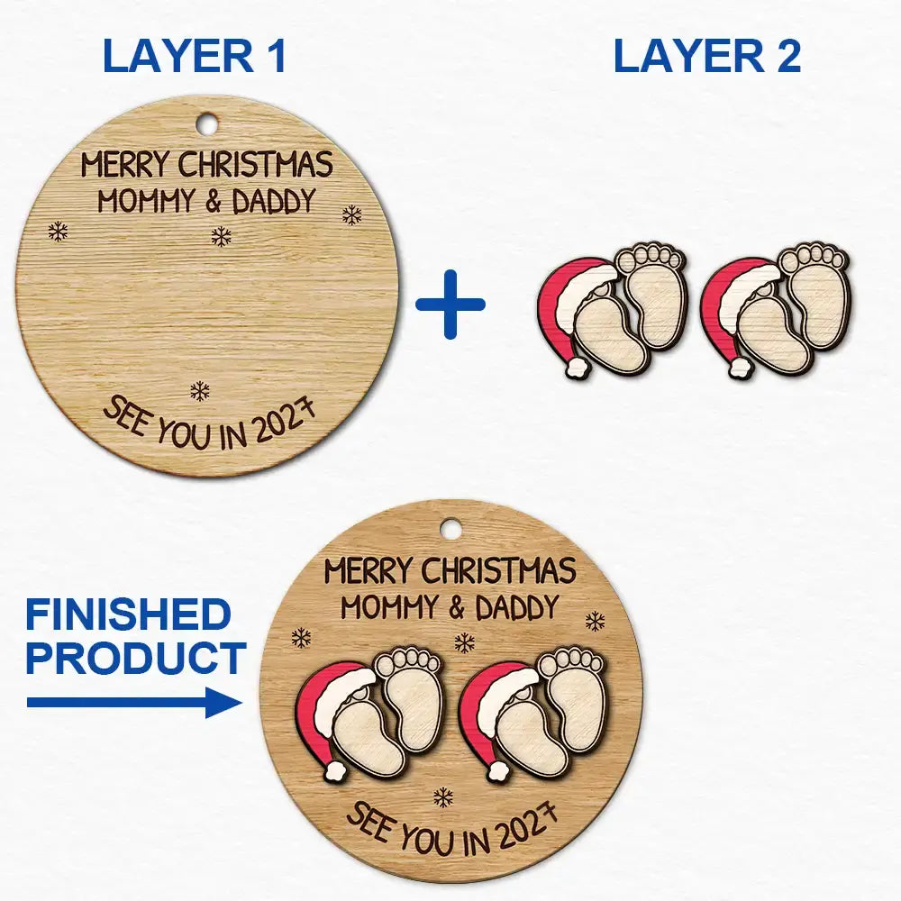 Baby Expecting See You In 2027 - Personalized 2-Layered Wooden Ornament