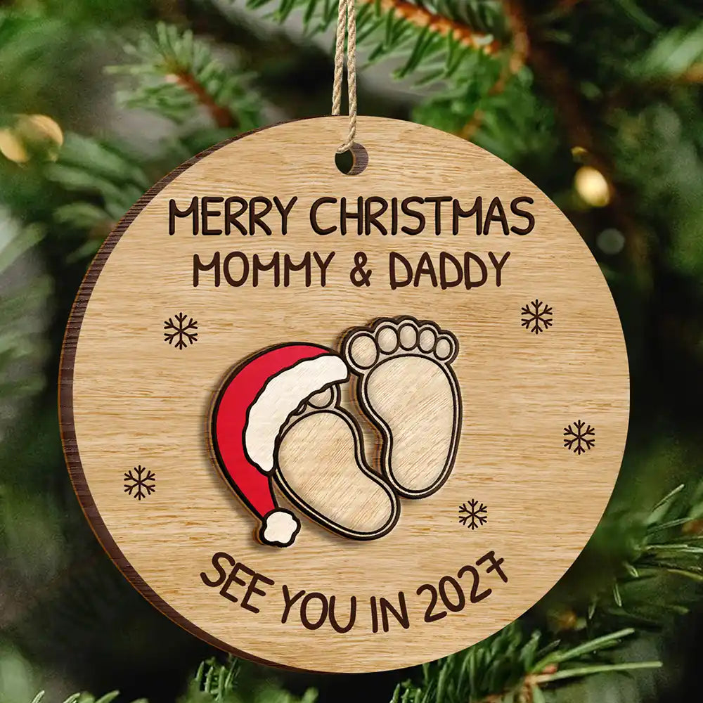 Baby Expecting See You In 2027 - Personalized 2-Layered Wooden Ornament