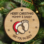 Baby Expecting See You In 2027 - Personalized 2-Layered Wooden Ornament
