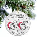 New Dad,New baby,New Mom,Christmas,Happy - Baby Expecting See You In 2026 - Personalized Circle Ceramic Ornament