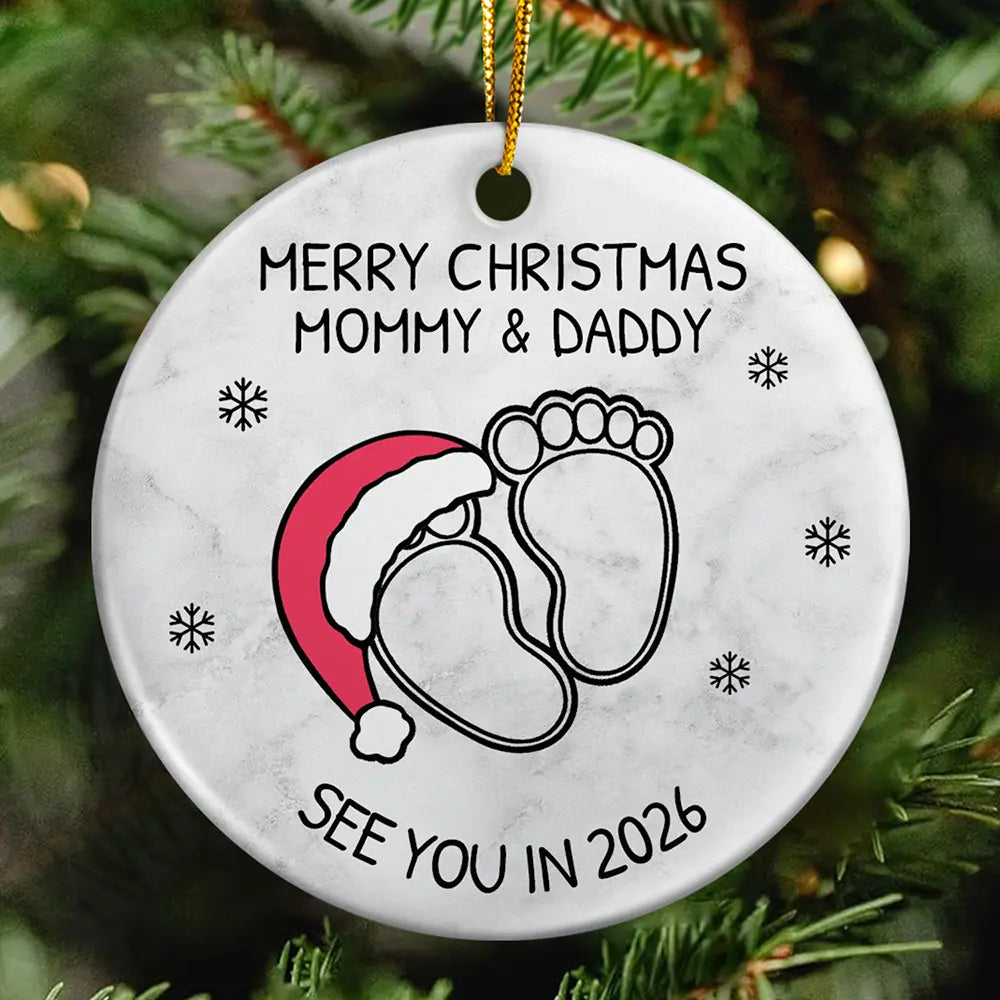 Baby Expecting See You In 2026 - Personalized Circle Ceramic Ornament