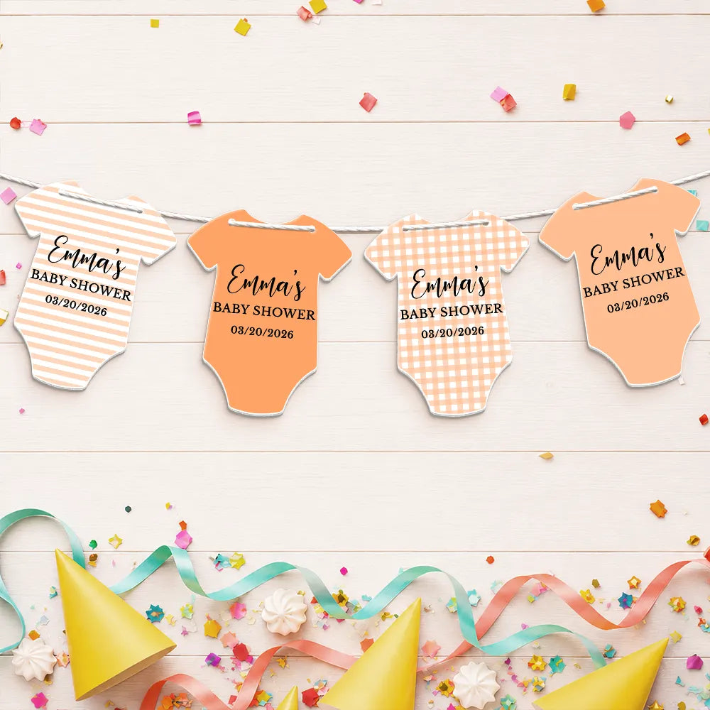 Gift For Mother, New Mom, New Baby, Adorable, Icon, Custom Text - Baby Bodysuit Boy Girl For Baby Shower, Gender Reveal - Personalized Garland Banner