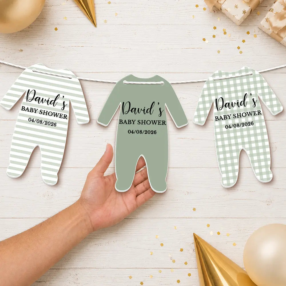 Gift For Mother, New Mom, New Baby, Adorable, Icon, Custom Text - Baby Bodysuit Boy Girl For Baby Shower, Gender Reveal - Personalized Garland Banner