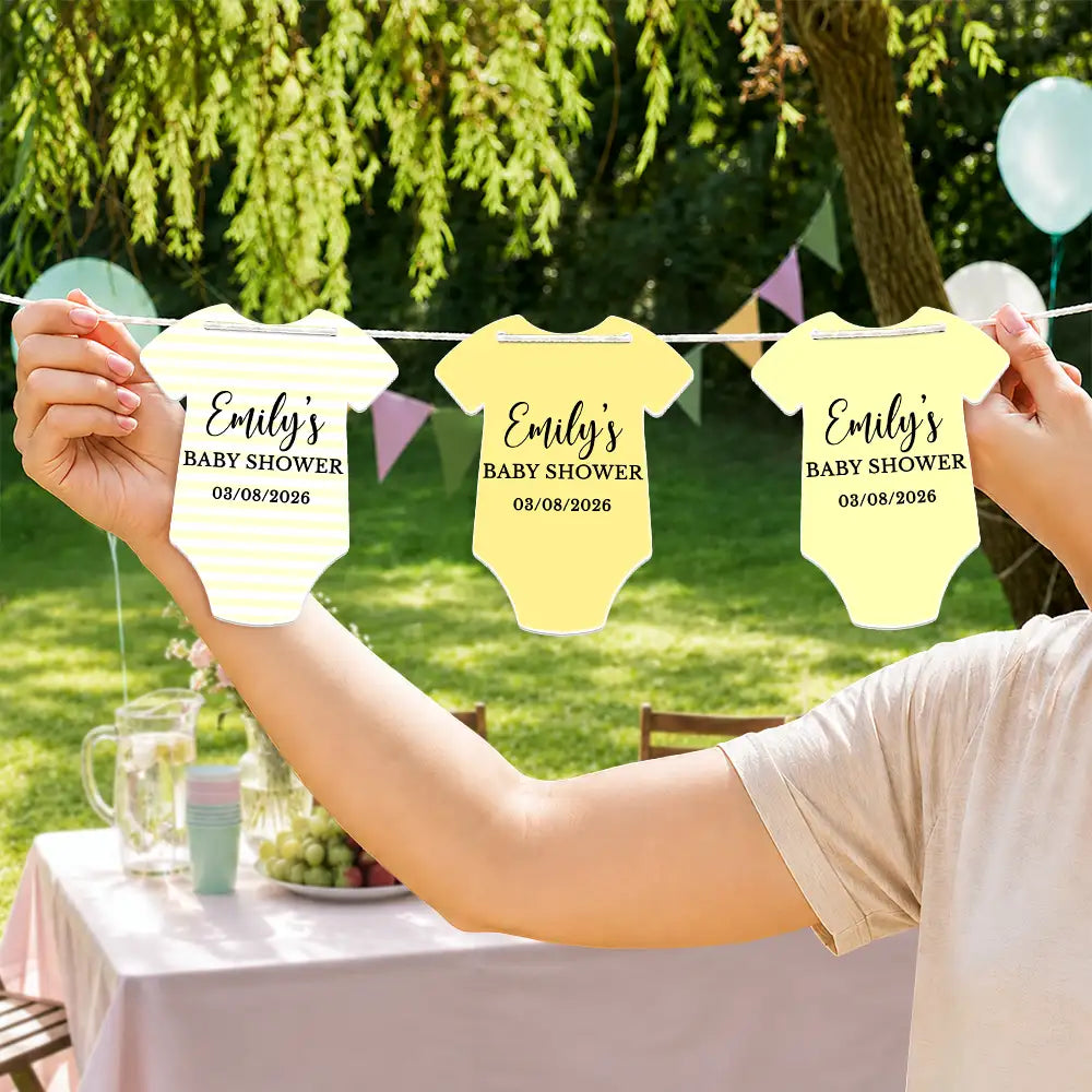Gift For Mother, New Mom, New Baby, Adorable, Icon, Custom Text - Baby Bodysuit Boy Girl For Baby Shower, Gender Reveal - Personalized Garland Banner